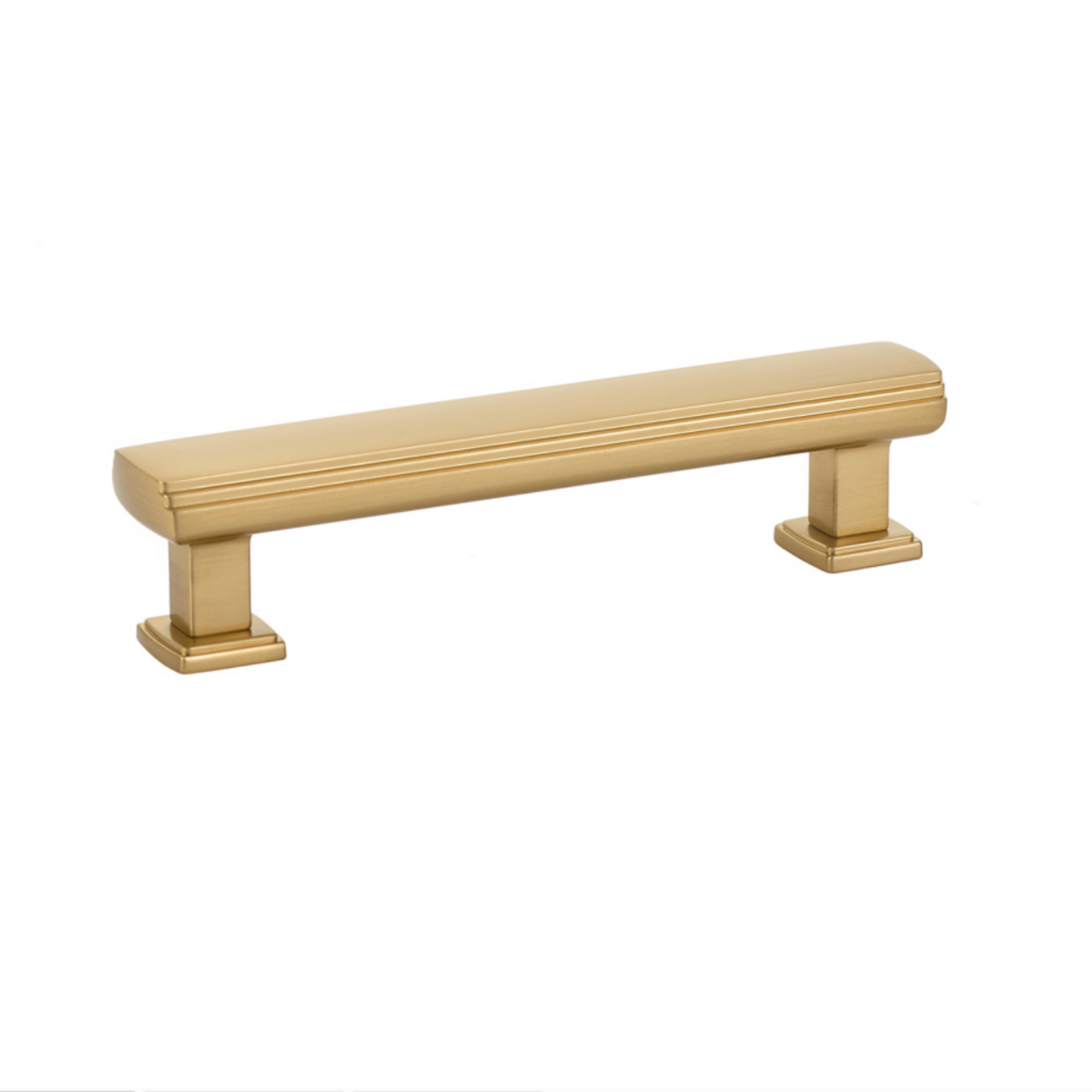 Satin Brass Square "Art Deco" Drawer Pulls - Brass Cabinet Hardware 