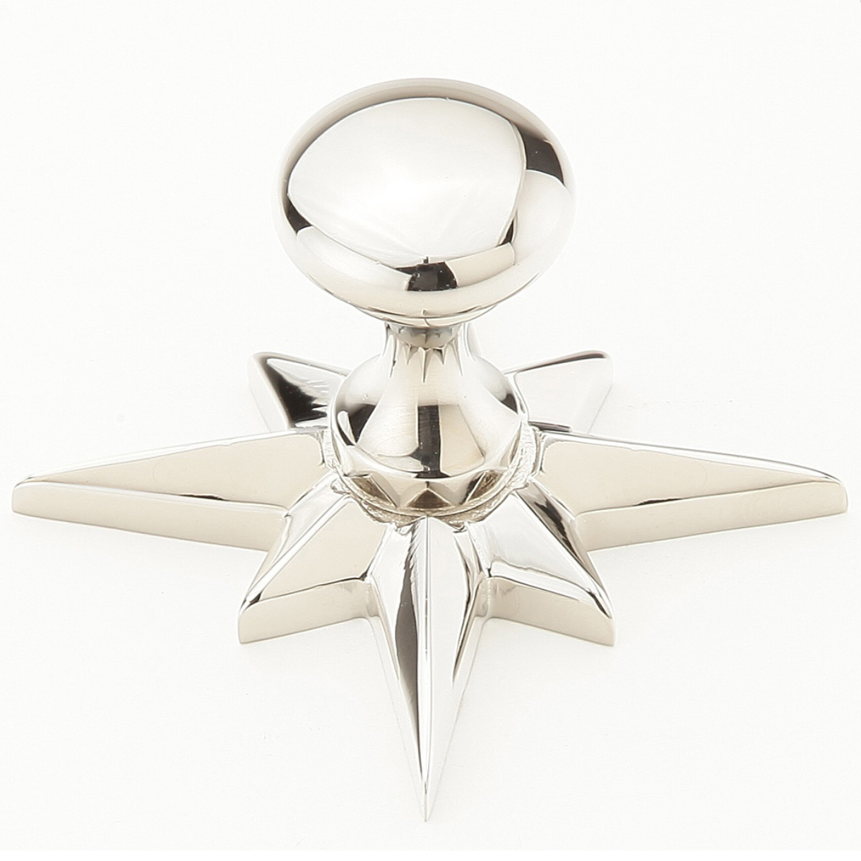 Sonata Polished Nickel 11/16" Round Knob Star Backplate - Brass Cabinet Hardware 