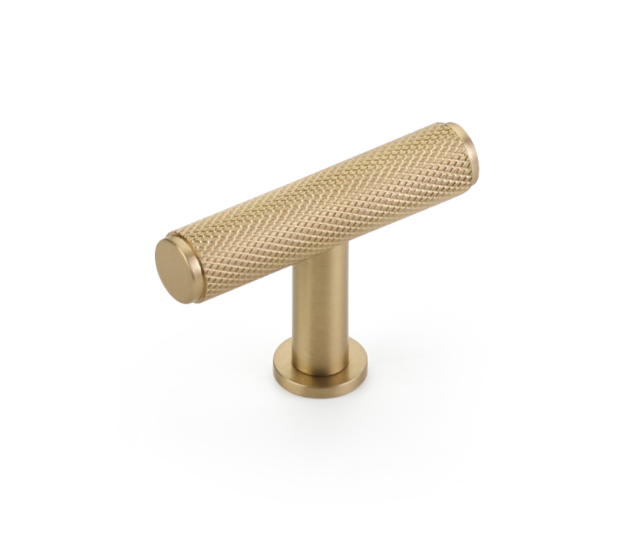 Satin Brass "Maison" Knurled Drawer Pulls and Cabinet Knobs with Optional Backplate - Forge Hardware Studio