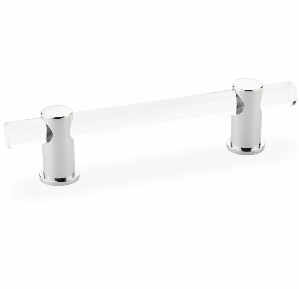 Polished Chrome and Lucite "Gleam" Cabinet Knobs and Drawer Pulls (Adjustable) - Forge Hardware Studio