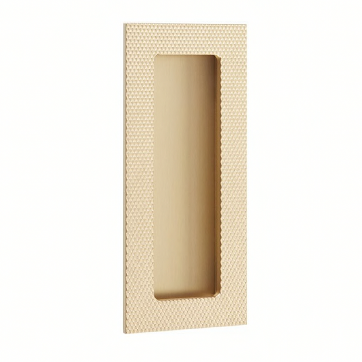 Modern Knurled Rectangular Solid Brass Recess Door Pull in Satin Brass - Forge Hardware Studio