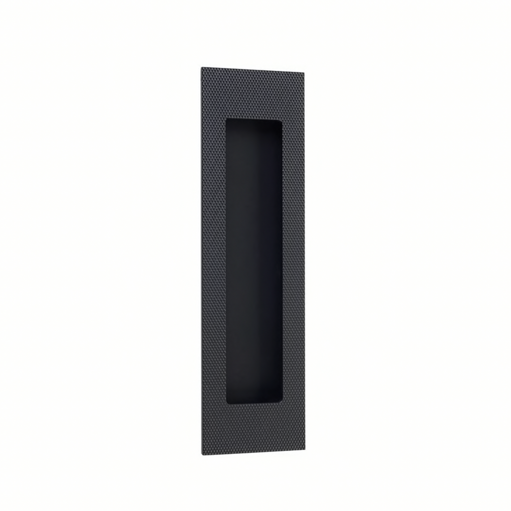 Modern Knurled Rectangular Matte Black Recess Door Pull - Forge Hardware Studio