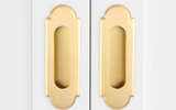 Modern "Fleur" Flush Satin Brass Recess Door Pull - Forge Hardware Studio