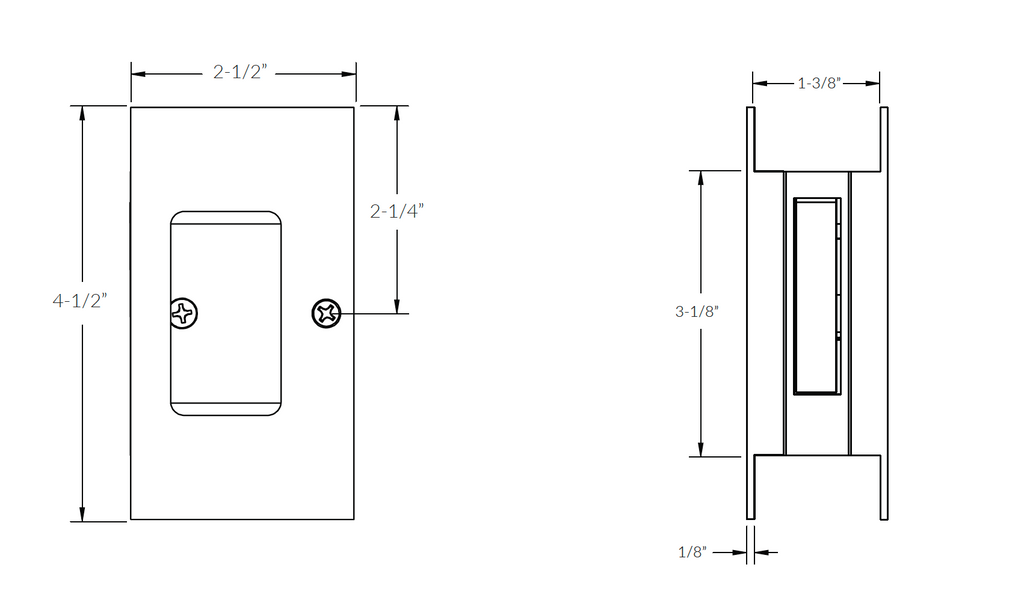 Satin Brass Pocket Door Lock Large 4-1/2" Bathroom Privacy Lock Hardware - Forge Hardware Studio