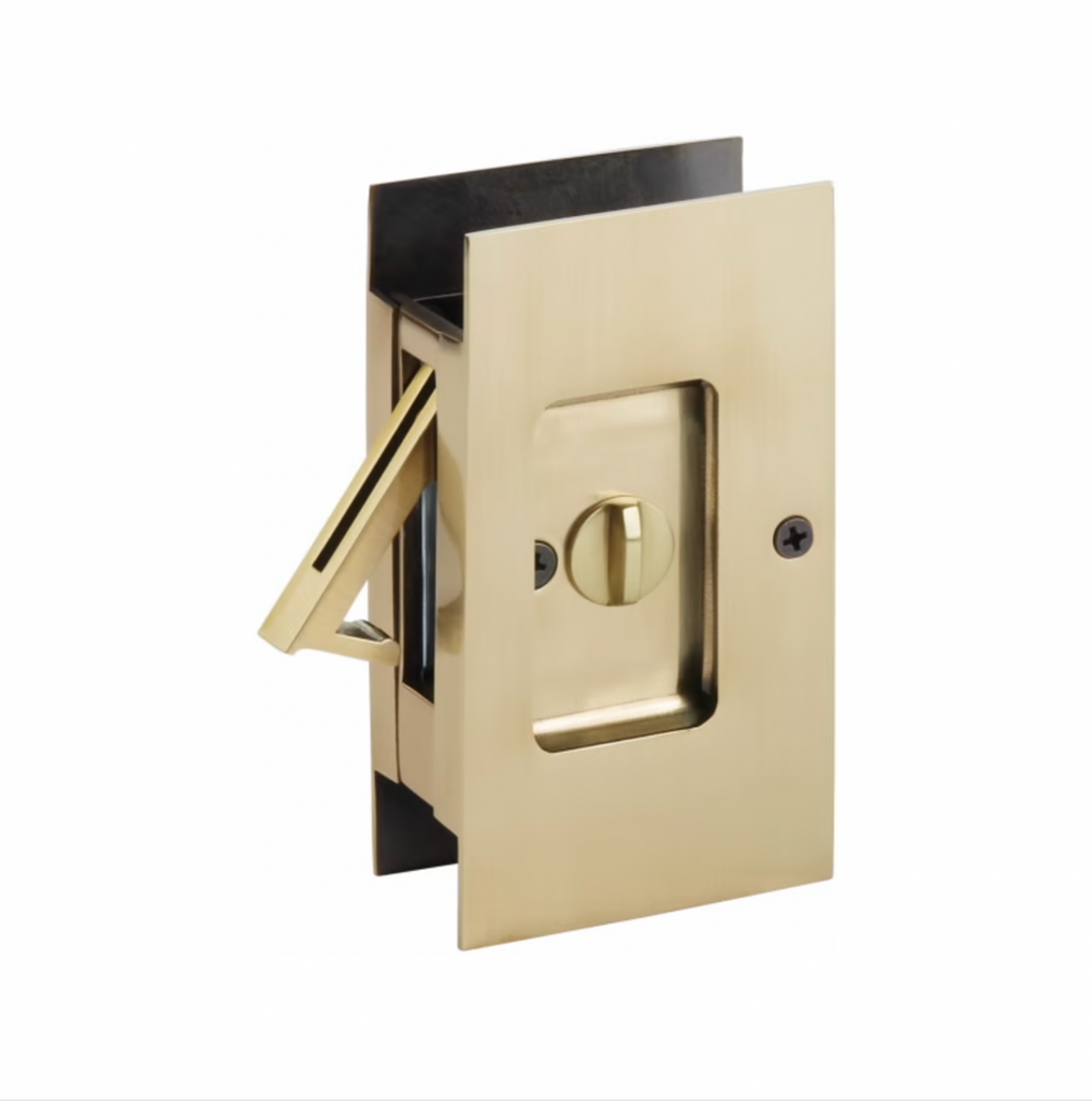 French Brass Pocket Door Lock Large 4-1/2" Bathroom Privacy Lock Hardware - Forge Hardware Studio