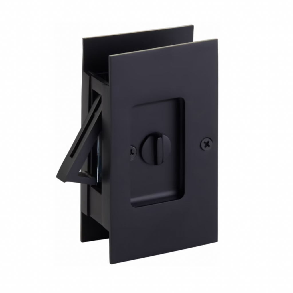 Matte Black Pocket Door Lock Large 4-1/2" Bathroom Privacy Lock Hardware - Forge Hardware Studio