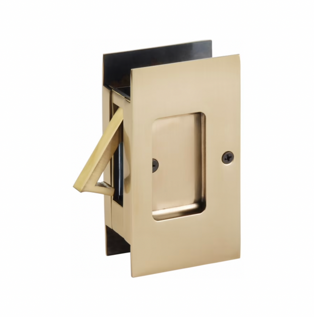 French Brass Pocket Door Lock Large 4-1/2" Bathroom Privacy Lock Hardware - Forge Hardware Studio