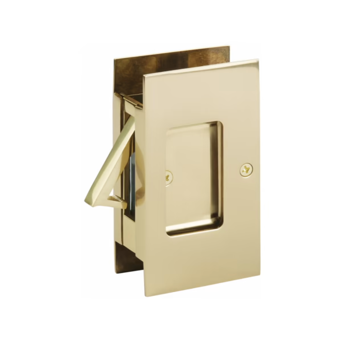 Polished Brass Pocket Door Lock Large 4-1/2" Bathroom Privacy Lock Hardware - Forge Hardware Studio