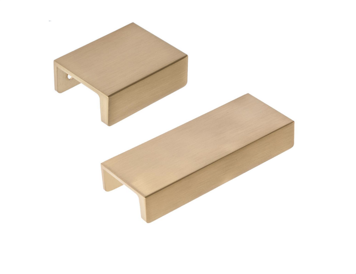 Satin Brass Edge "Summer" Tab Drawer Pulls - Brass Cabinet Hardware 