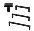 Matte Black "Trane" Drawer Pulls and Knob - Brass Cabinet Hardware 
