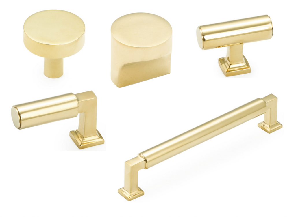 Unlacquered Brass "Neal" Cabinet Knobs and Pulls Cabinet Hardware - Brass Cabinet Hardware 