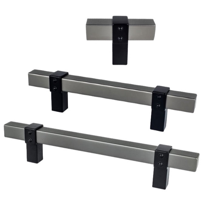 Ash Gray and Matte Black "Rio" Dual-Finish Cabinet Knob and Drawer Pulls - Forge Hardware Studio