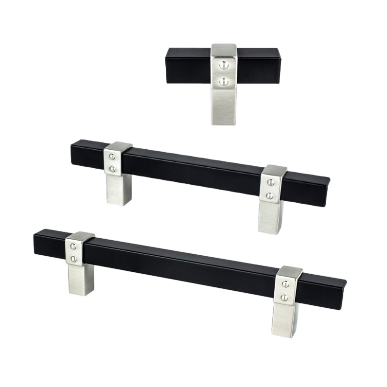 Brushed Nickel and Matte Black "Rio" Dual-Finish Cabinet Knob and Drawer Pulls - Forge Hardware Studio
