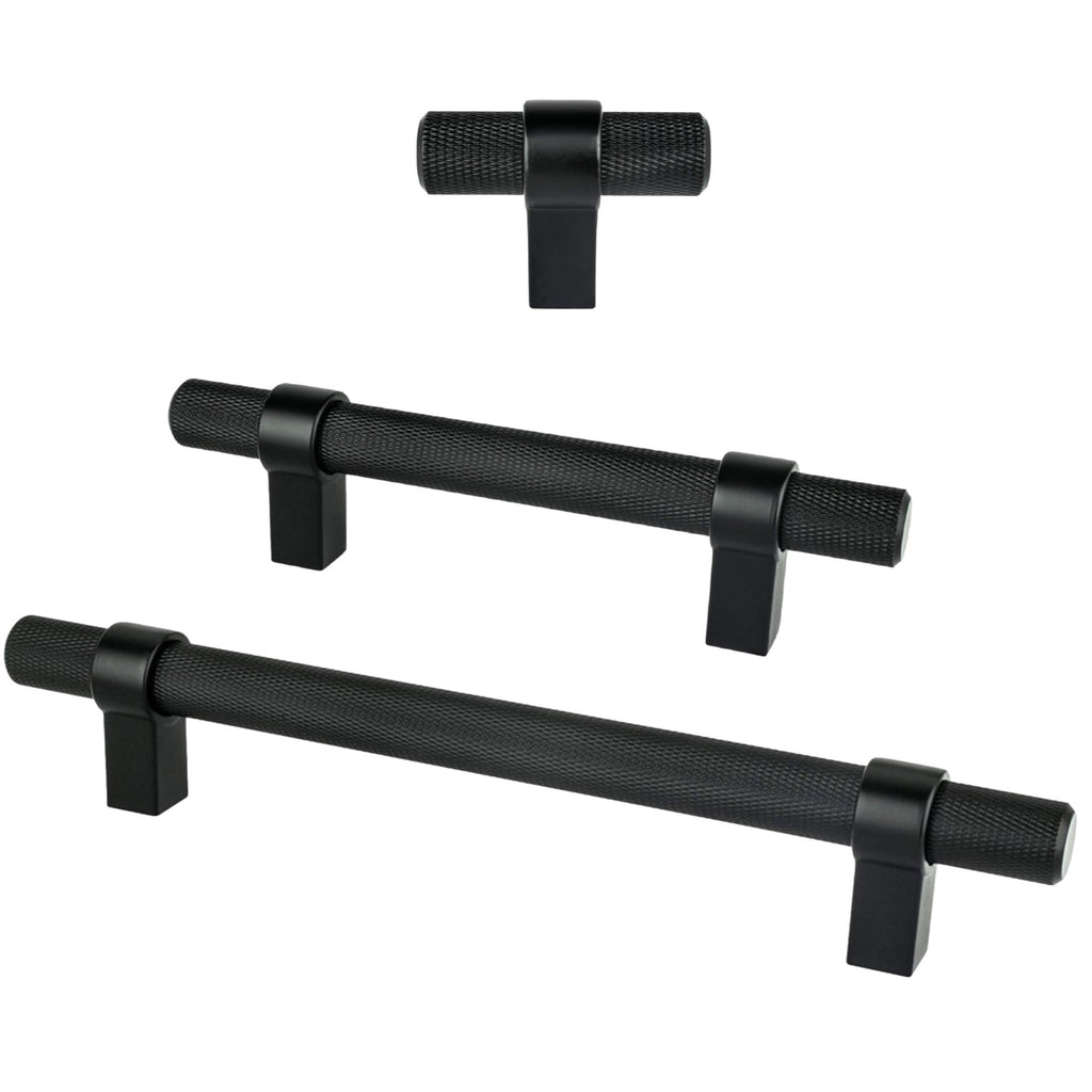 Knurled "Prelude" Matte Black Cabinet Knobs and Drawer Pulls - Forge Hardware Studio