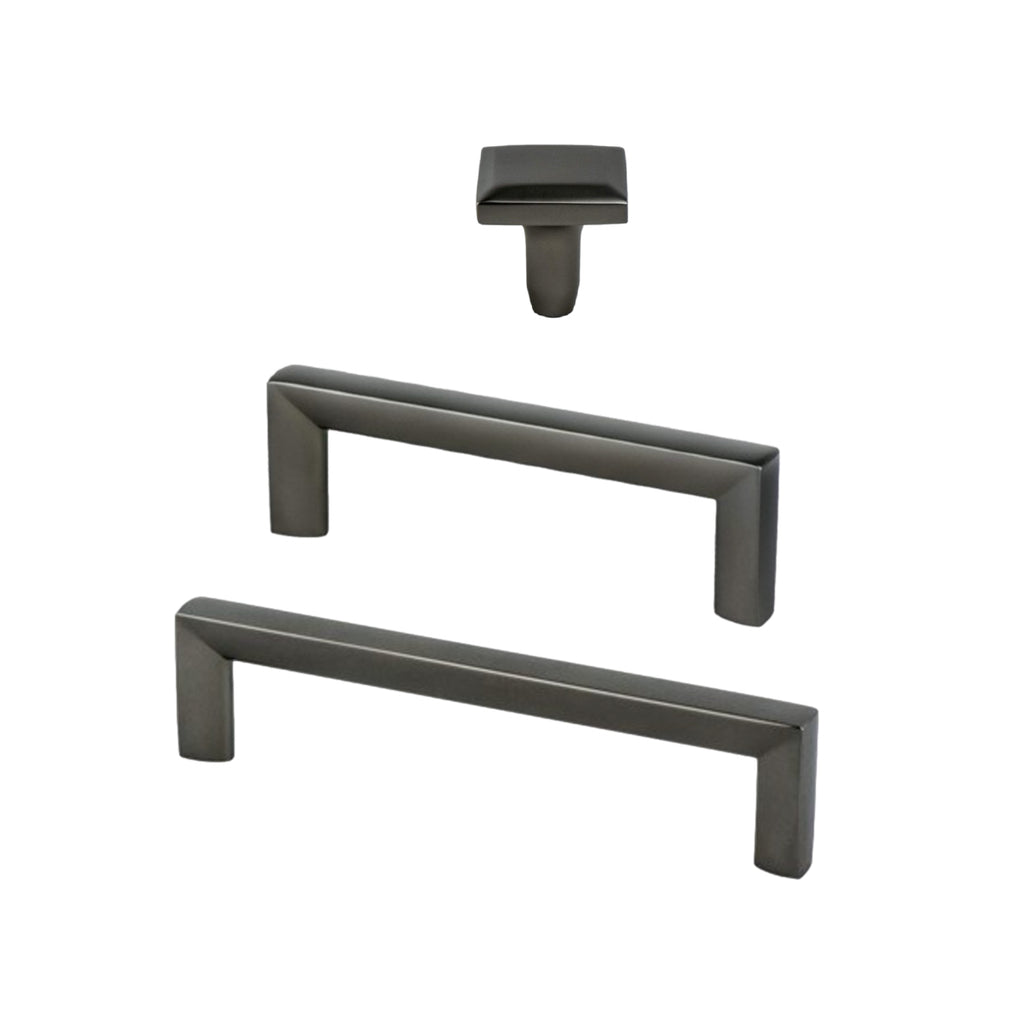 Ash Gray "Trane" Drawer Pulls and Cabinet Knob - Forge Hardware Studio