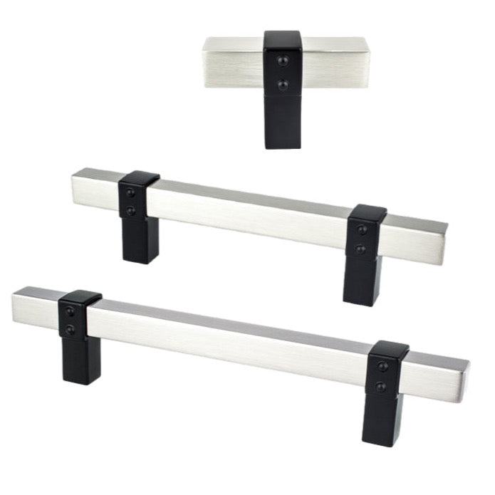 Matte Black and Brushed Nickel "Rio" Dual-Finish Cabinet Knob and Drawer Pulls - Forge Hardware Studio