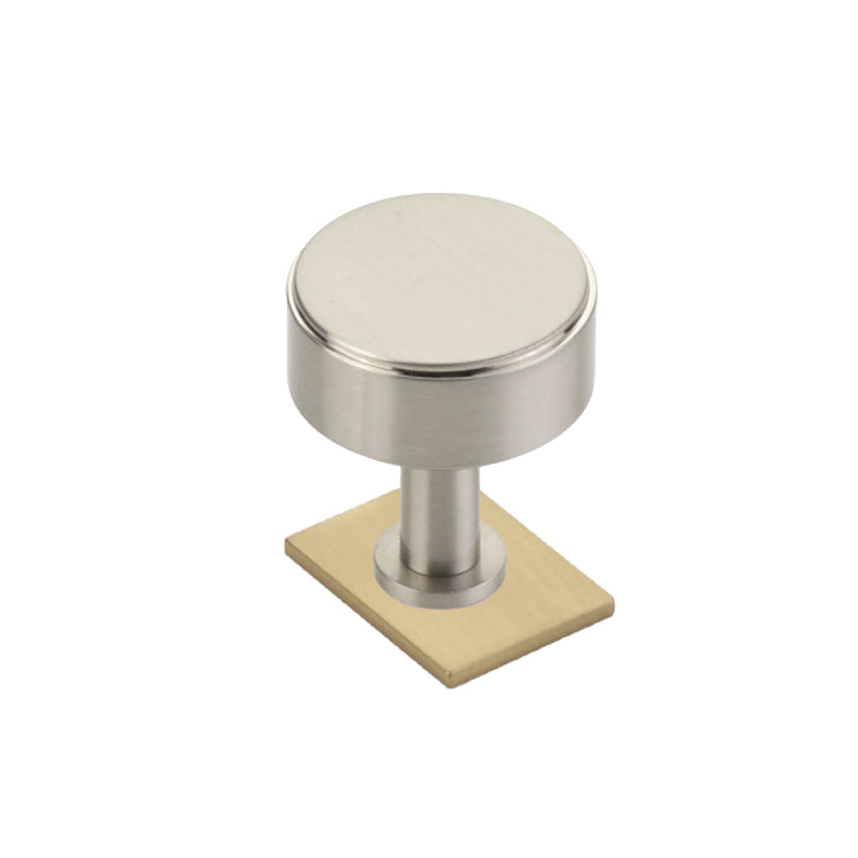 Dual Finish "Maison No. 2" Smooth Champagne Bronze and Brushed Nickel Drawer Pulls and Cabinet Knobs with Backplate - Forge Hardware Studio