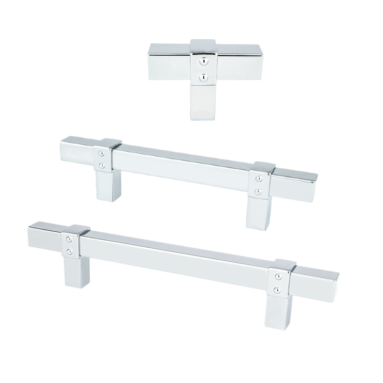 Polished Chrome "Rio" T-Bar Cabinet Knob and Drawer Pulls - Forge Hardware Studio