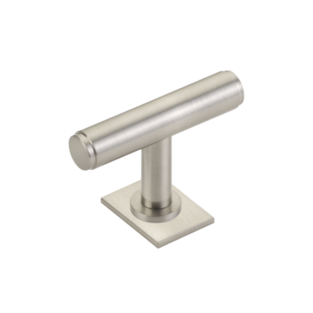 Brushed Nickel "Maison No. 2" Smooth Drawer Pulls and Cabinet Knobs with Optional Backplate - Forge Hardware Studio