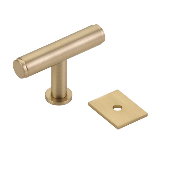Satin Brass "Maison No. 2" Smooth Drawer Pulls and Cabinet Knobs with Optional Backplate - Forge Hardware Studio