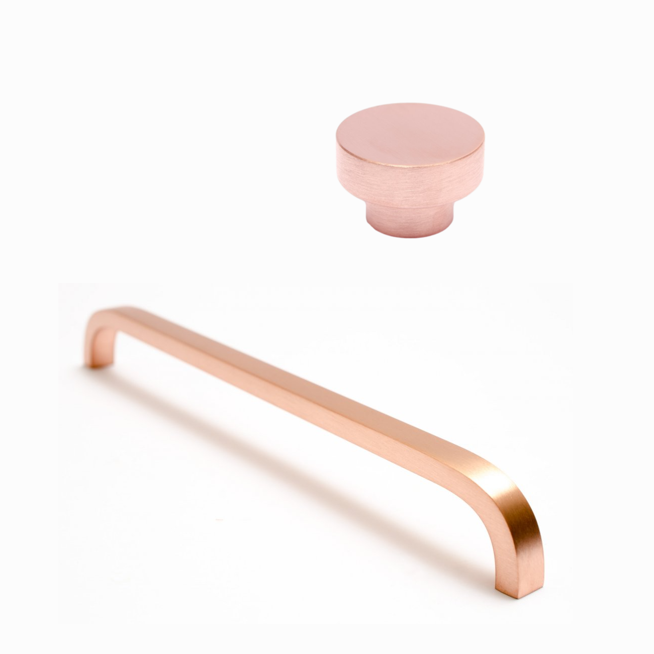 Long Curve Brushed Copper Cabinet Drawer Pulls and Closet Handles – Forge  Hardware Studio