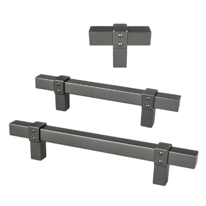 Ash Gray "Rio" T-Bar Cabinet Knob and Drawer Pulls - Forge Hardware Studio