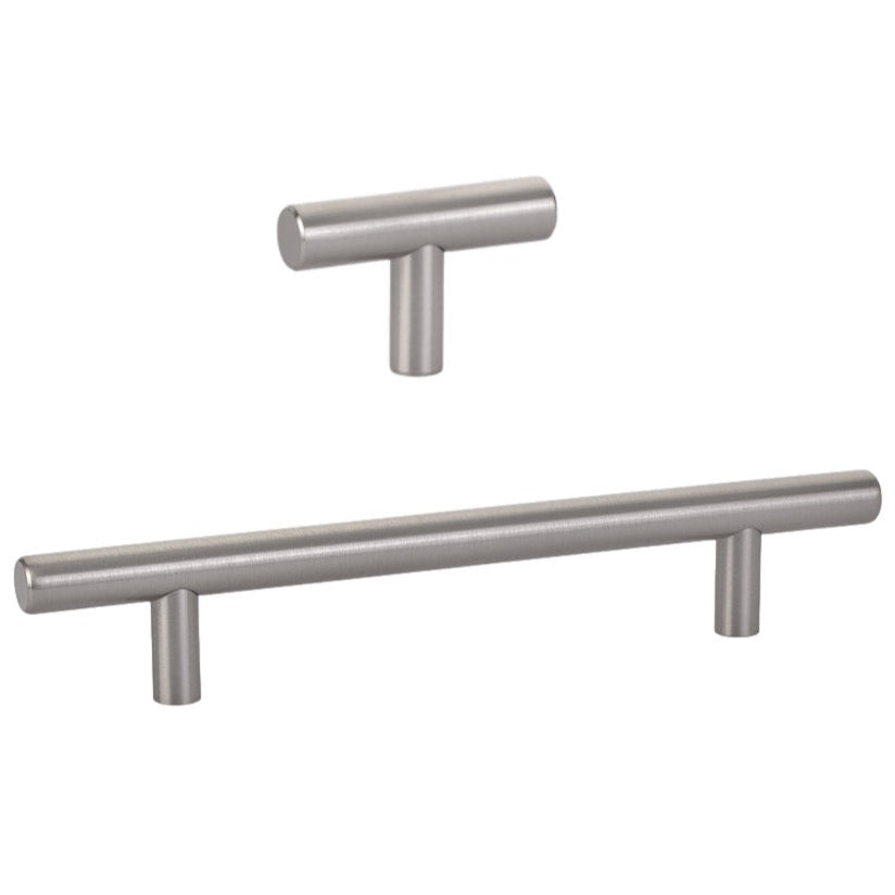 T-Bar "European" Satin Nickel Cabinet Knobs and Pulls - Forge Hardware Studio