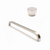 Brushed Nickel "Curve" Cabinet Drawer Pulls and Cabinet Knob - Forge Hardware Studio