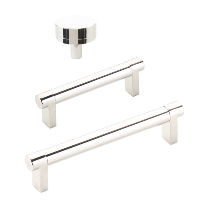Smooth "Converse No.2" Polished Nickel Cabinet Knobs and Drawer Pulls - Forge Hardware Studio