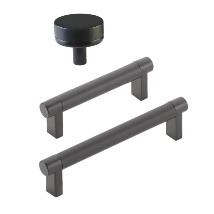 Smooth "Converse No.2" Matte Black Cabinet Knobs and Drawer Pulls - Forge Hardware Studio
