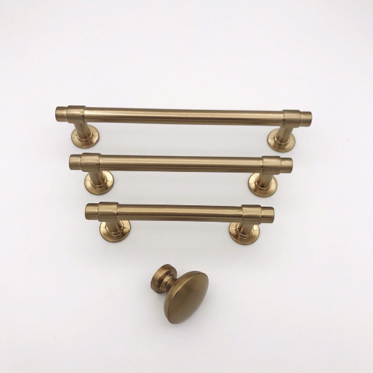 Champagne Bronze "Farmhouse" Knob and Drawer Pulls - Brass Cabinet Hardware 