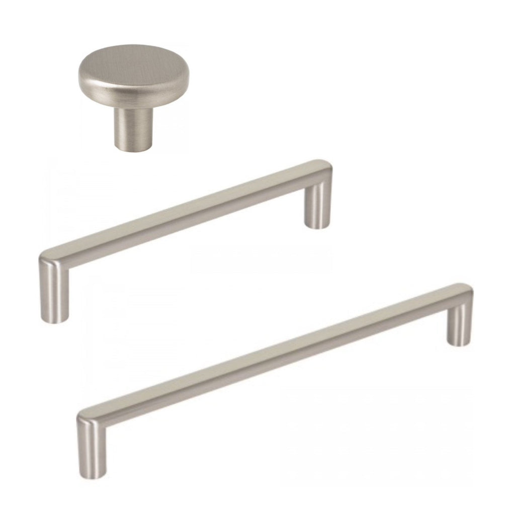 Satin Nickel "Charlie" Drawer Pulls and Cabinet Knobs - Forge Hardware Studio