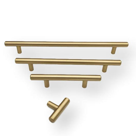 Champagne Bronze "Dash" T-Bar Round Knob and Drawer Pulls - Forge Hardware Studio