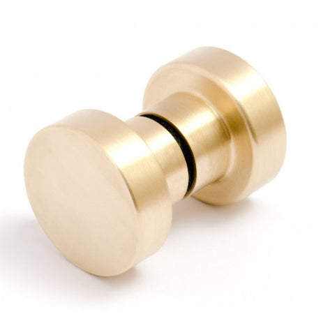 Glass Shower "Spot" Round Brushed Brass Back to Back Door Knob - Forge Hardware Studio