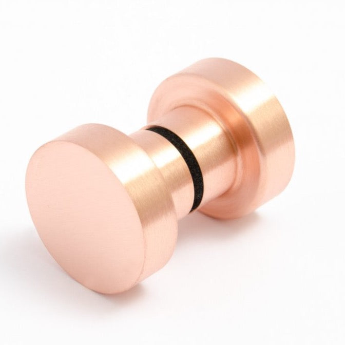 Glass Shower "Spot" Round Brushed Copper Back to Back Door Knob - Forge Hardware Studio