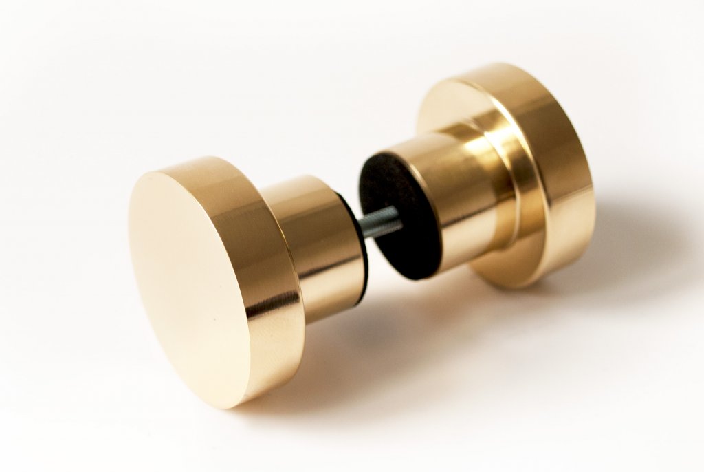 Glass Shower "Spot" Round Polished Brass Back to Back Door Knob - Forge Hardware Studio