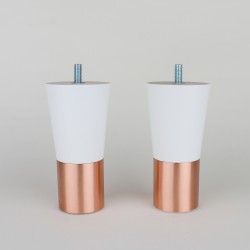 Set of 2-Mid-Century Modern Furniture Replacement Legs White and Brushed Copper - Forge Hardware Studio