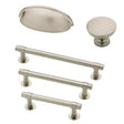 Satin Nickel "Farmhouse" Knob and Drawer Pulls - Brass Cabinet Hardware 