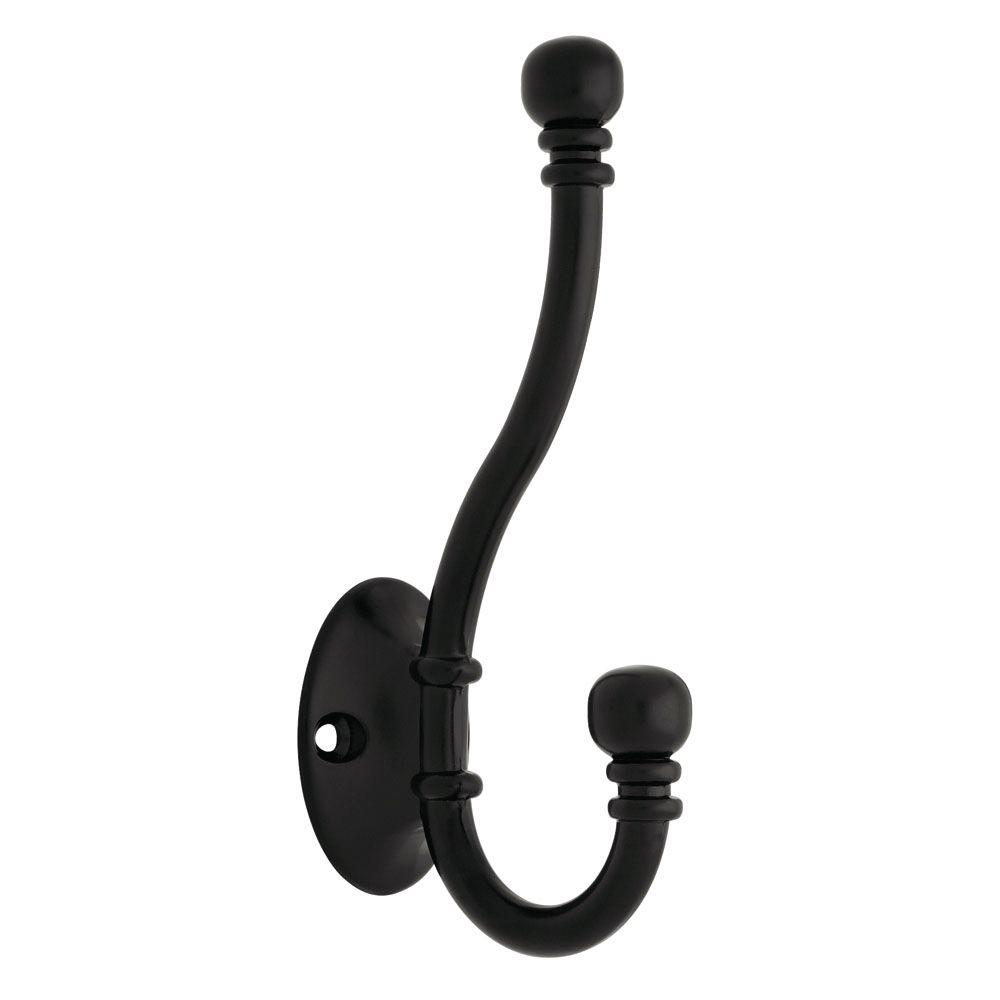 Modern "Aimee" Flat Black Wall Hook - Brass Cabinet Hardware 