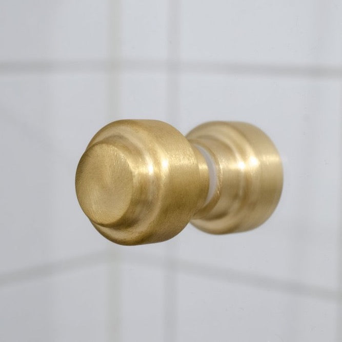 Glass Shower 1-3/16 Round Brushed Brass Back to Back Door Knob