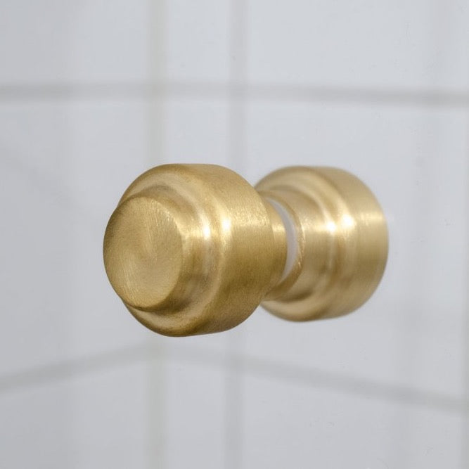 Glass Shower 1-3/16" Round Brushed Brass Back to Back Door Knob - Forge Hardware Studio