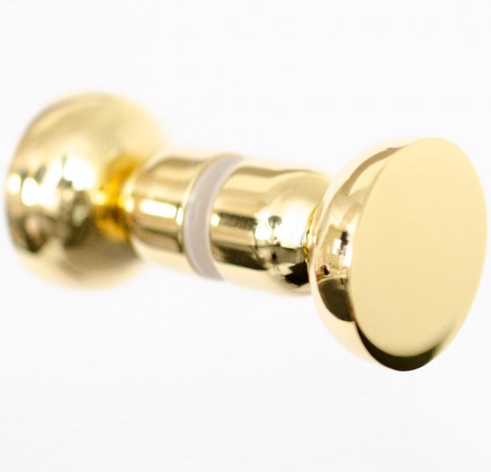 Glass Shower "Pedestal" Round 1-3/16" Polished Brass Back to Back Door Knob - Forge Hardware Studio
