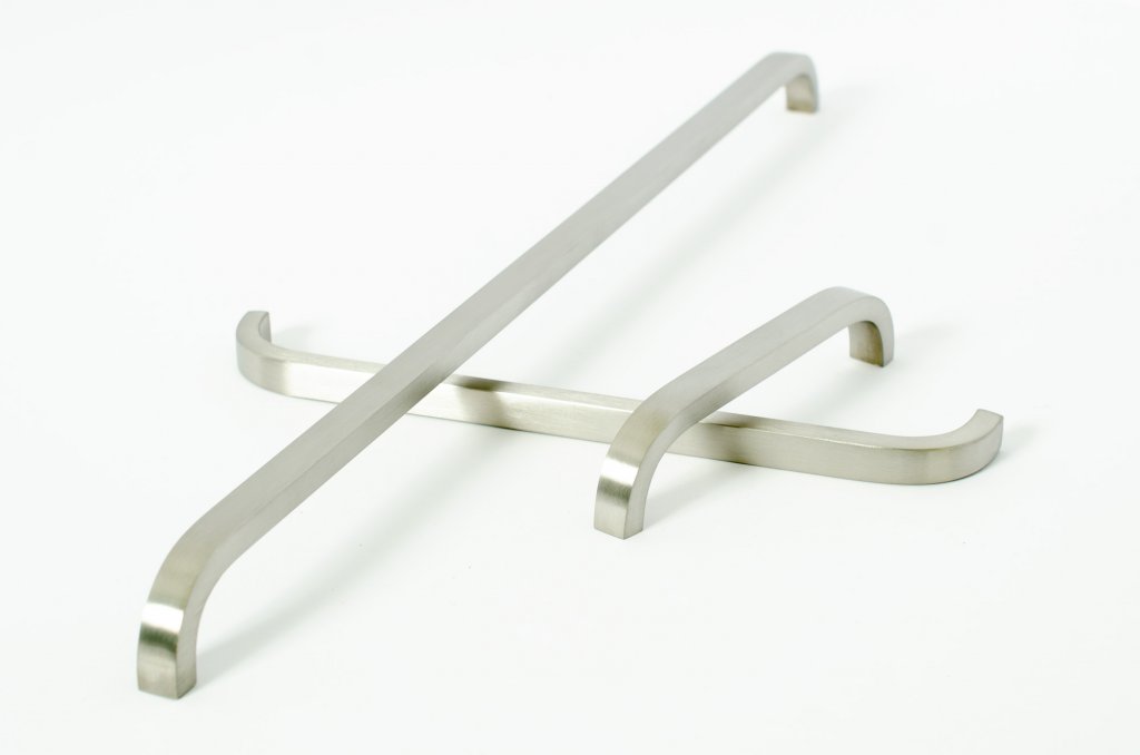 Brushed Nickel "Curve" Cabinet Drawer Pulls and Cabinet Knob - Forge Hardware Studio