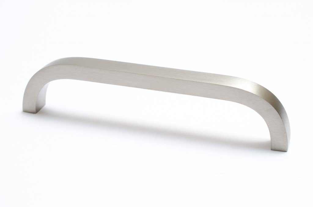 Brushed Nickel "Curve" Cabinet Drawer Pulls and Cabinet Knob - Forge Hardware Studio