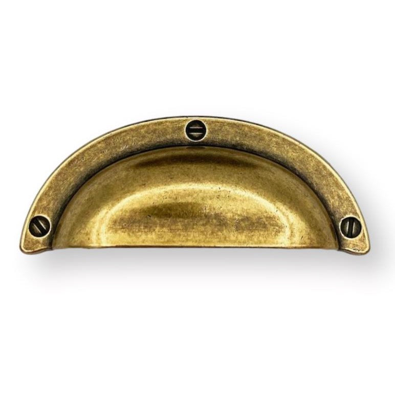 Cup Drawer Pulls "Amalfi" in Antique Brass - Forge Hardware Studio
