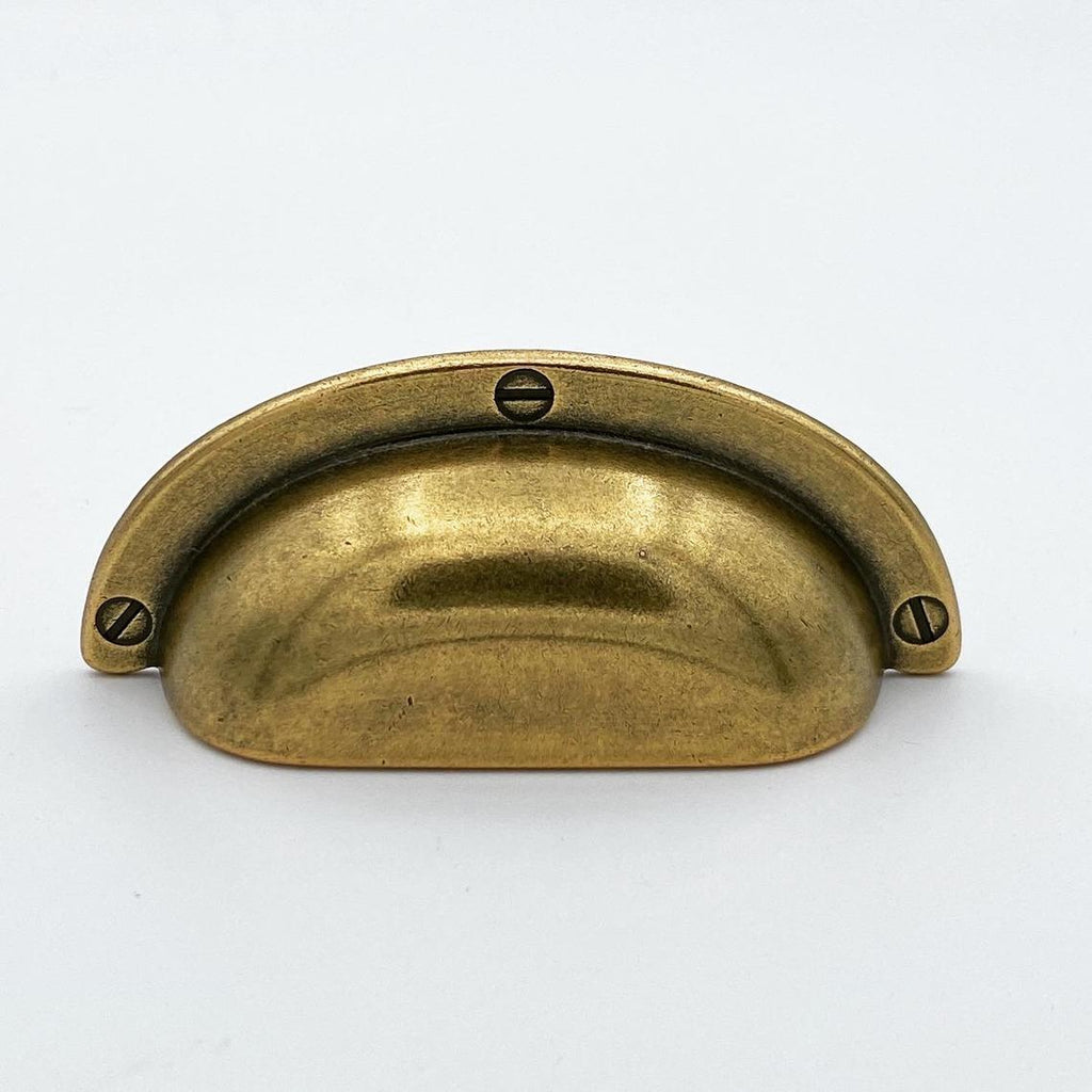 Cup Drawer Pulls "Amalfi" in Antique Brass - Forge Hardware Studio