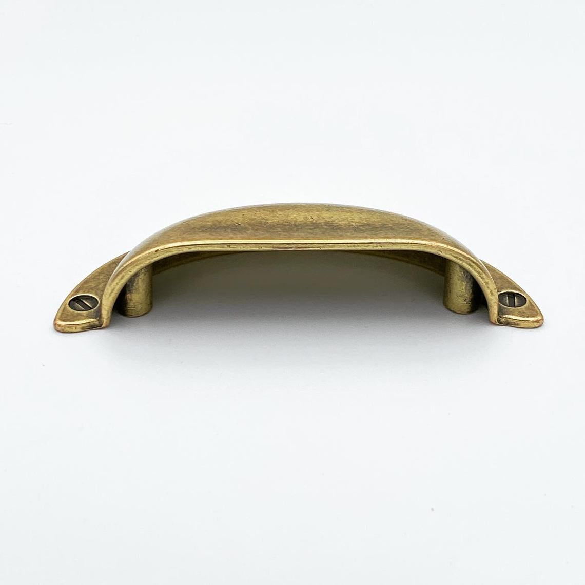 Cup Drawer Pulls "Amalfi" in Antique Brass - Forge Hardware Studio