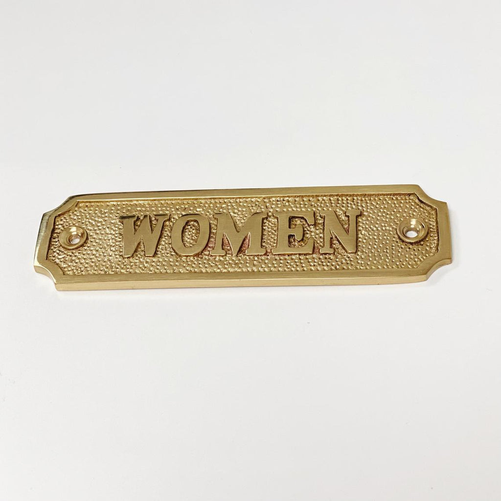 Brass "Women" Door Sign 4-3/4" W x 1-1/4" H - Brass Door Sign - Forge Hardware Studio