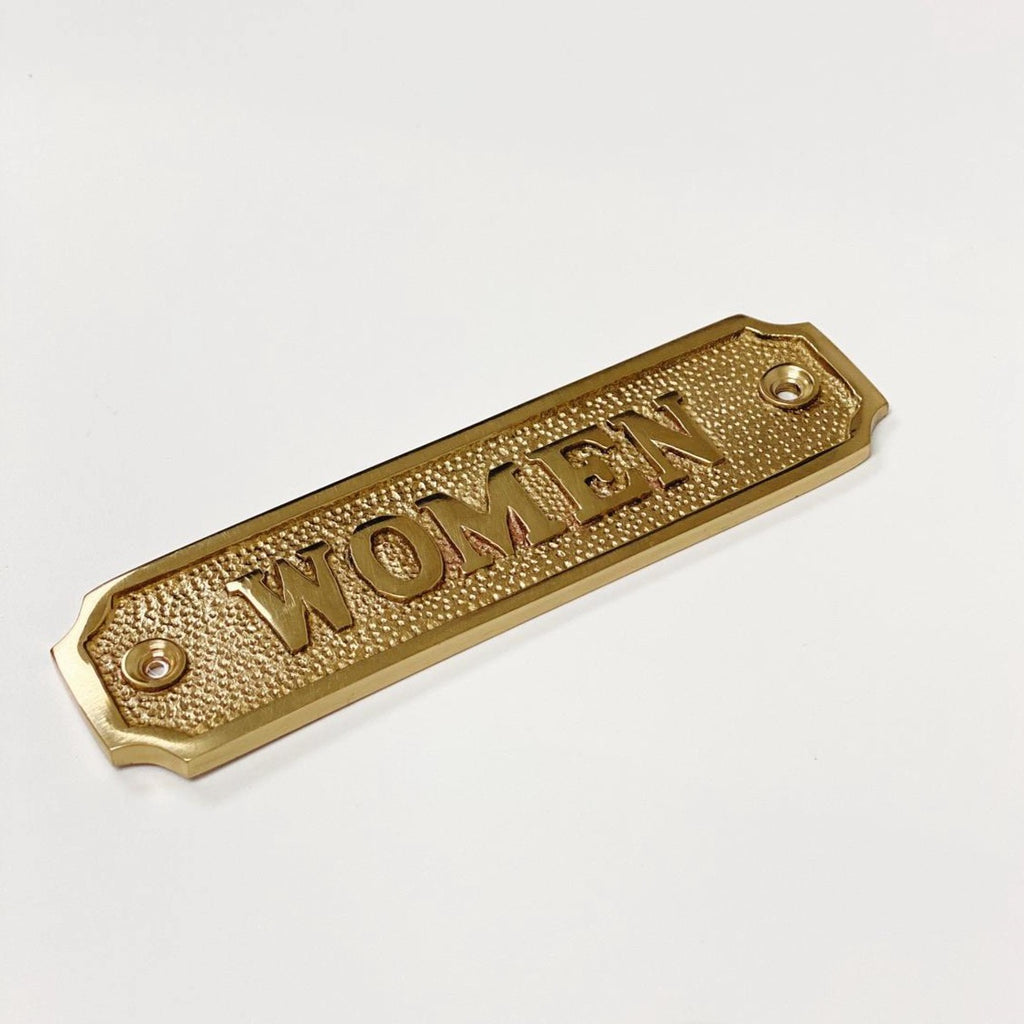 Brass "Women" Door Sign 4-3/4" W x 1-1/4" H - Brass Door Sign - Forge Hardware Studio