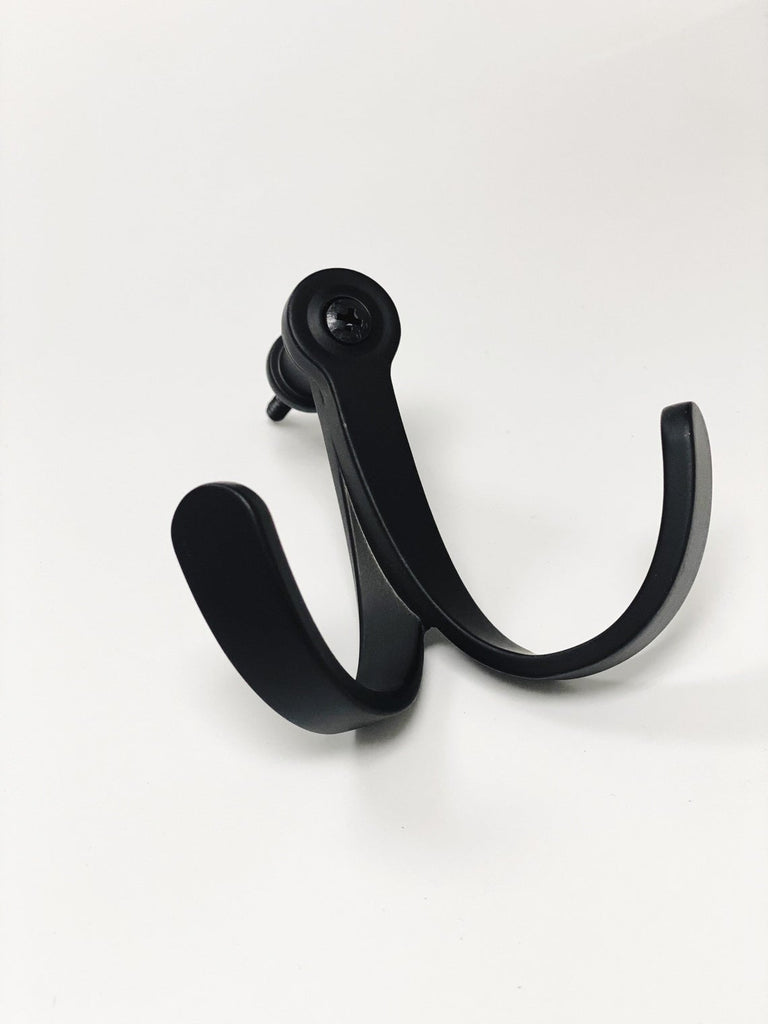 Matte Black Modern Double Wall Hook Hat Towel Hook - Forge Hardware Studio